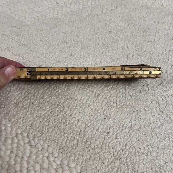 Vintage CRAFTSMAN 72" Folding Extension Rule 3931 Wood And Brass Ruler - Picture 1 of 6